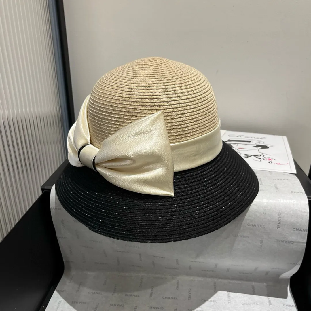 💰140¥ Dior new top hat, high-end PP straw, color matching basin hat, celebrity style, head circumference 57cm