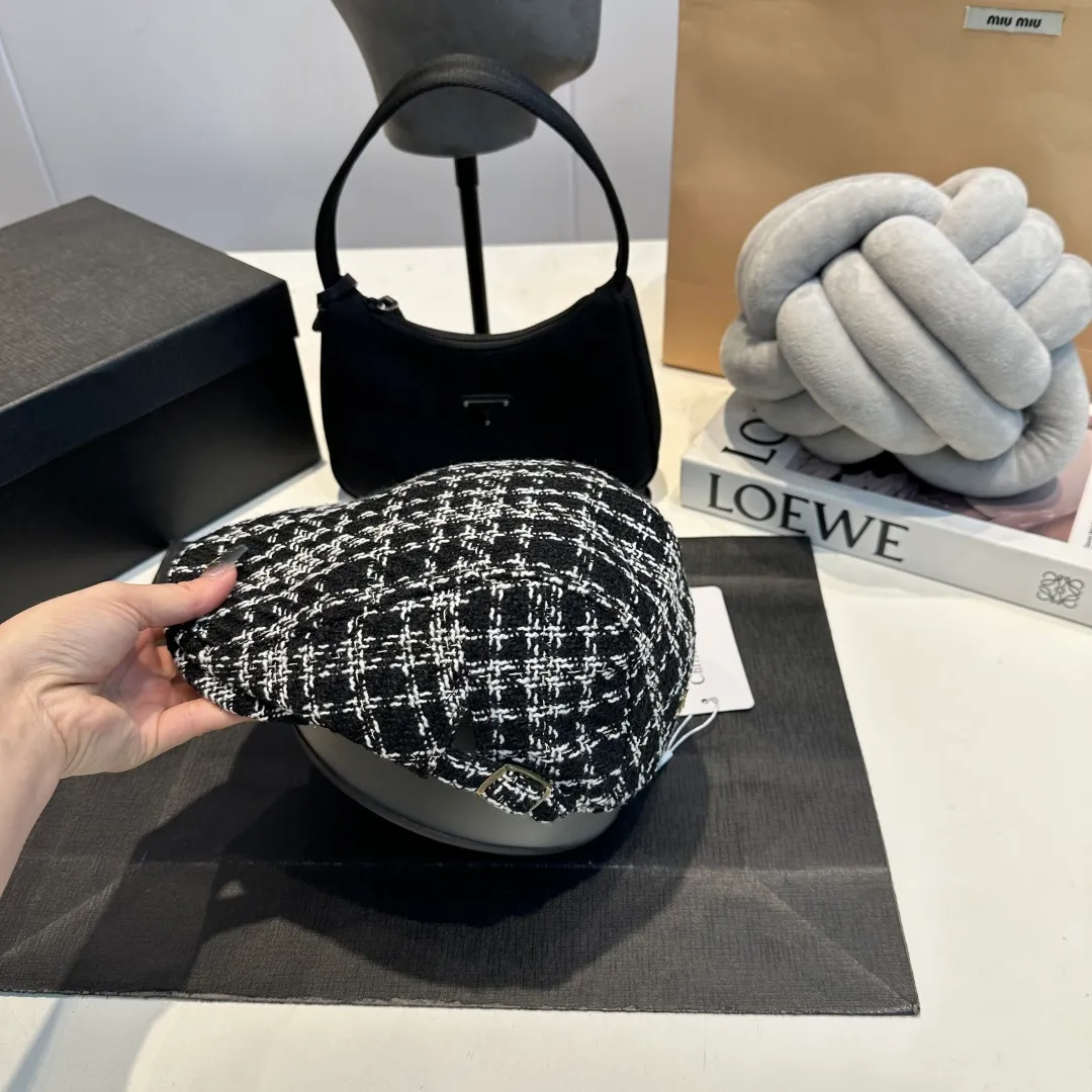 P60 Dior 2025 new beret, classic houndstooth beret, head circumference 57cm