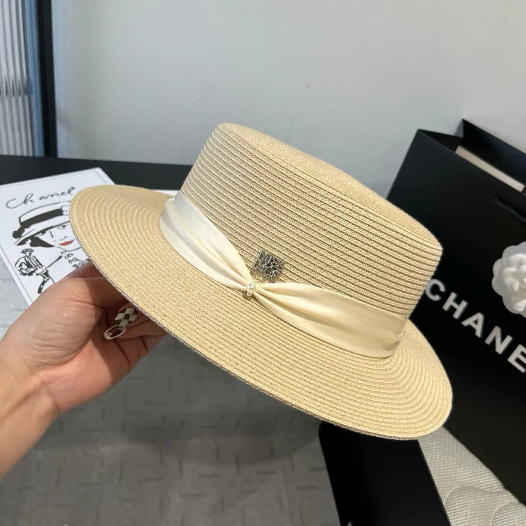 💰160¥ Dior new straw hat, flat top hat Taiwan PP straw, head circumference 57cm