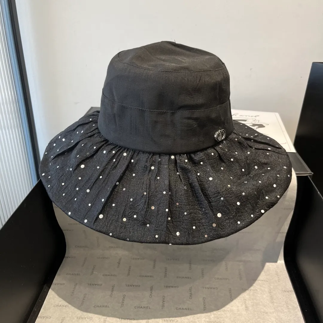 💰100¥ Dior new sunshade fisherman hat, ruffled sunshade hat, lady style, head circumference 57cm