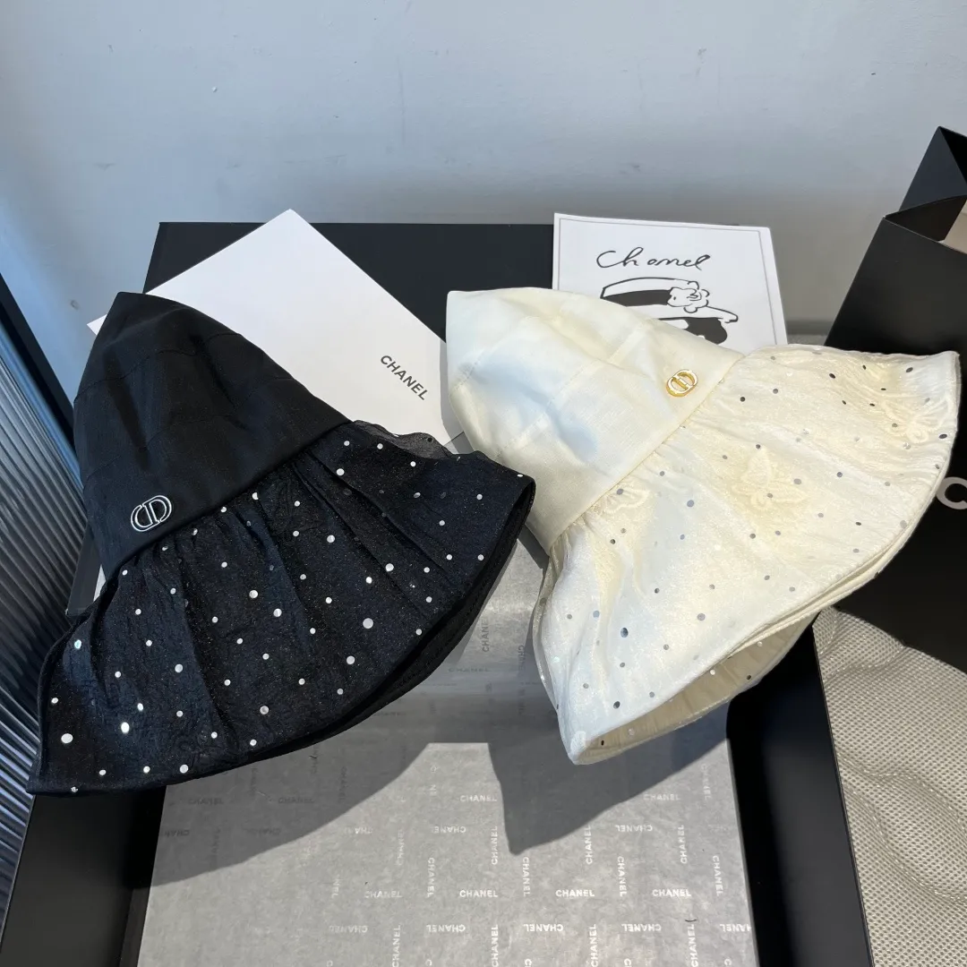 💰100¥ Dior new sunshade fisherman hat, ruffled sunshade hat, lady style, head circumference 57cm