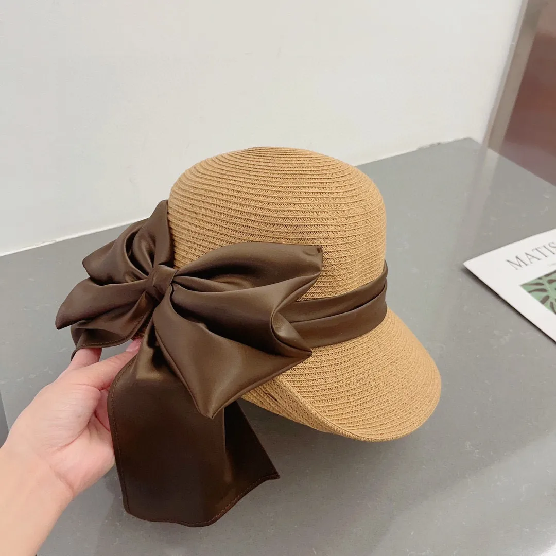 💰150¥ Gucci straw hat, ladylike sun hat, satin bow ribbon, head circumference 57cm