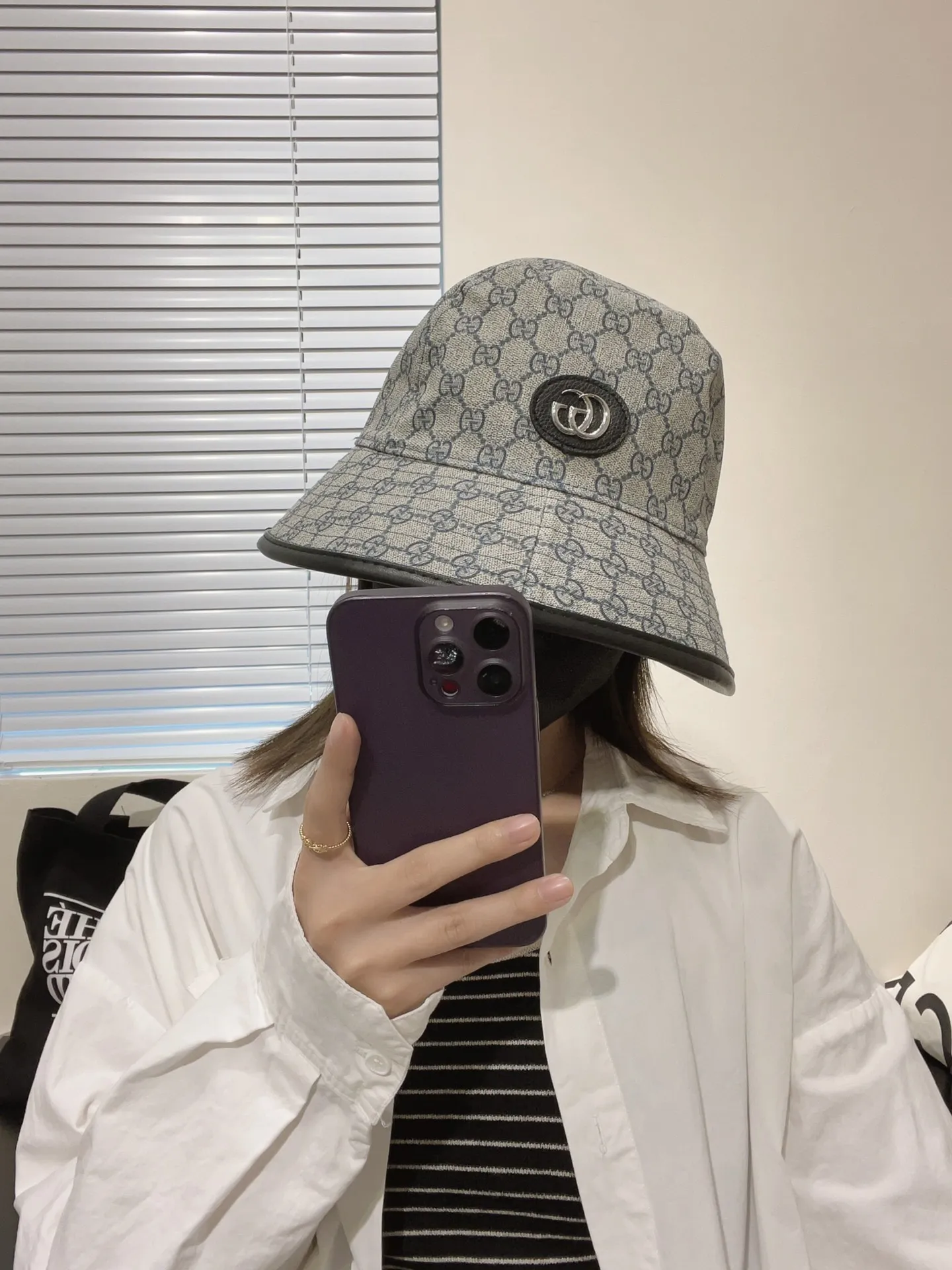 P66【GUCCI】🌸2023 official website is online simultaneously🎊 Korean version of the new British classic casual atmosphere customized model 1:1 original quality unisex fisherman hat three-dimensional jacquard geo-printed fabric high version quality🔥🔥🔥