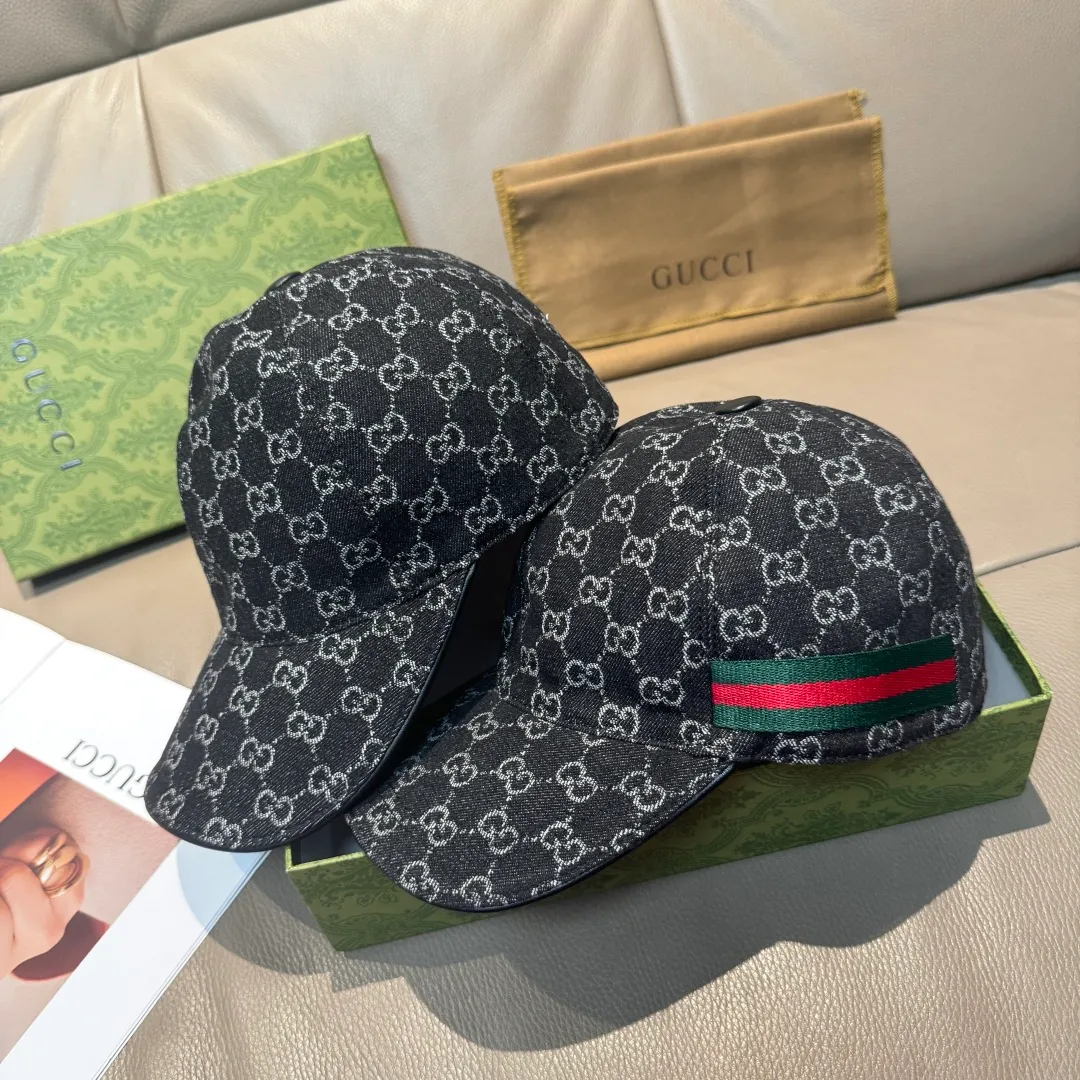 p90, Gucci (Gucci) classic original baseball cap, double G denim jacquard, retro design, 1:1 mold customization at the counter! Original denim fabric + first-layer cowhide, light and breathable! Actual photo, suitable for men and women, basic head circumference 56cm, adjustable patch.