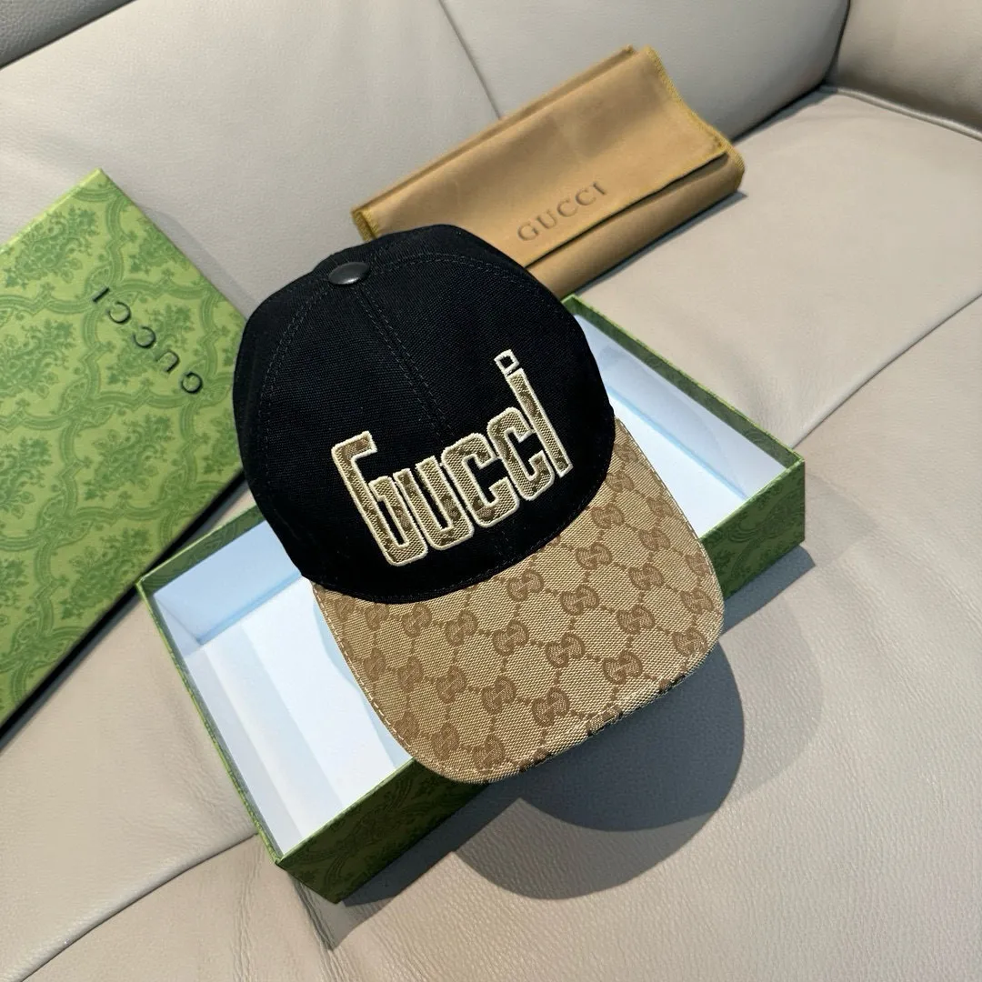 P90., Gucci new original baseball cap, Gucci jacquard. 1:1 mold opening and customization at the counter, original canvas fabric + first layer of cowhide, light and breathable! The basic head circumference is 56cm, and the patch is adjustable.