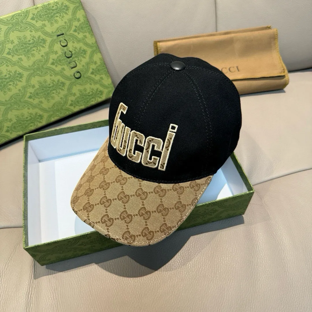P90., Gucci new original baseball cap, Gucci jacquard. 1:1 mold opening and customization at the counter, original canvas fabric + first layer of cowhide, light and breathable! The basic head circumference is 56cm, and the patch is adjustable.