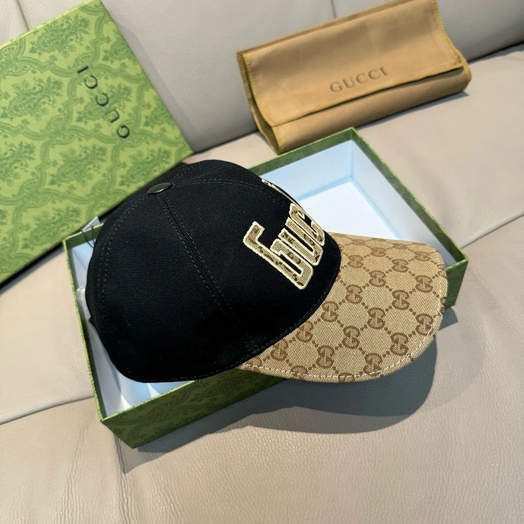 P90., Gucci new original baseball cap, Gucci jacquard. 1:1 mold opening and customization at the counter, original canvas fabric + first layer of cowhide, light and breathable! The basic head circumference is 56cm, and the patch is adjustable.