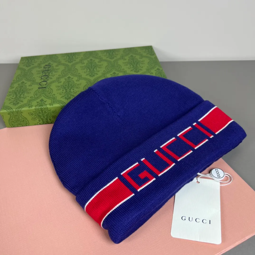 P50 with dust bag GUCCI Gucci original single hat official website new hairband decorative knitted hat, love][love] wool cashmere double-layer hat😱😘warm and fashionable, simple and elegant, more fashionable and high-end!