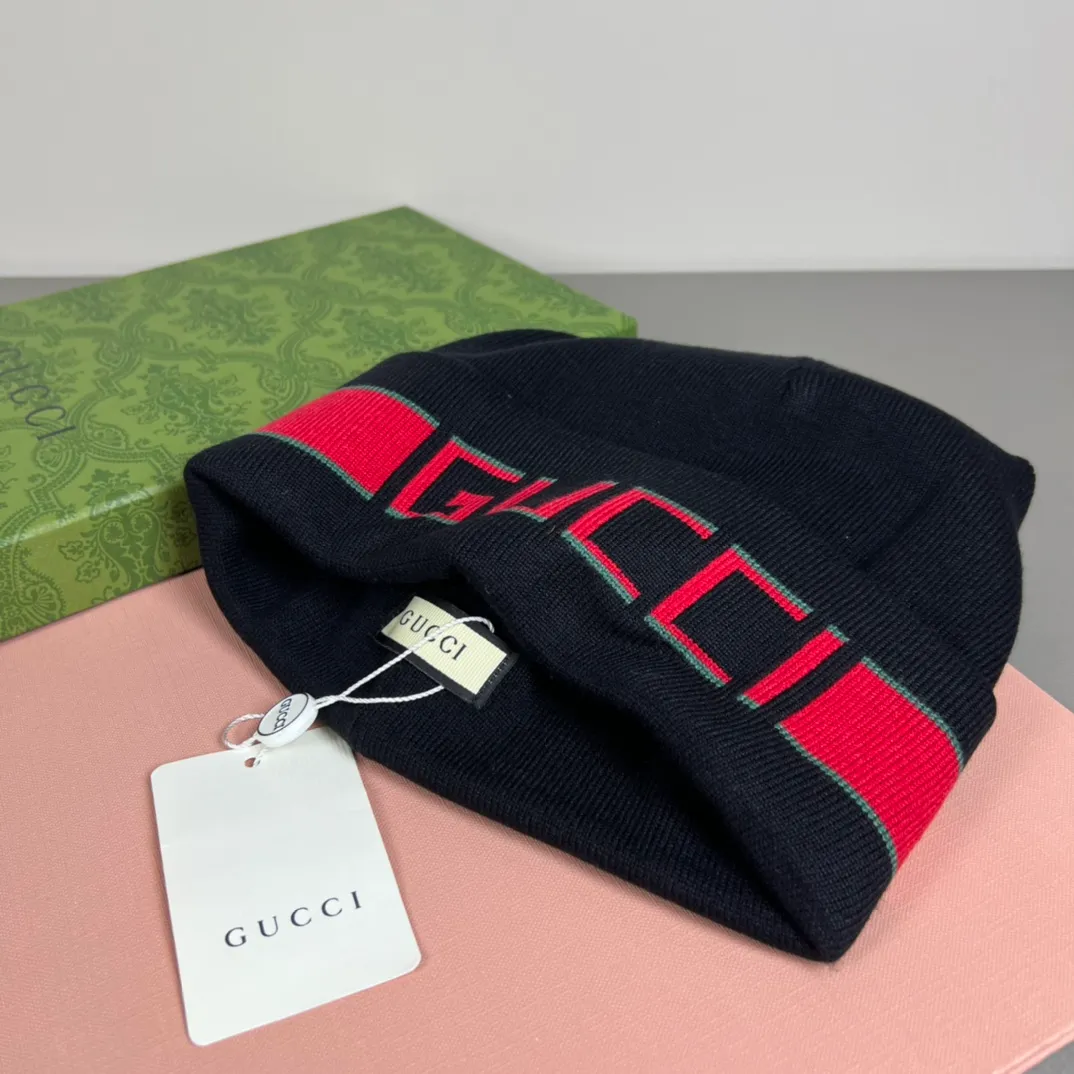 P50 with dust bag GUCCI Gucci original single hat official website new hairband decorative knitted hat, love][love] wool cashmere double-layer hat😱😘warm and fashionable, simple and elegant, more fashionable and high-end!
