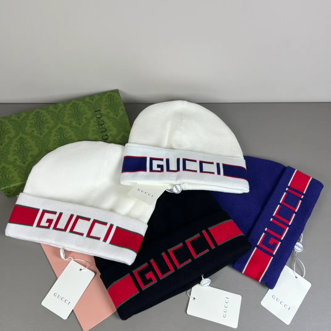 P50 with dust bag GUCCI Gucci original single hat official website new hairband decorative knitted hat, love][love] wool cashmere double-layer hat😱😘warm and fashionable, simple and elegant, more fashionable and high-end!