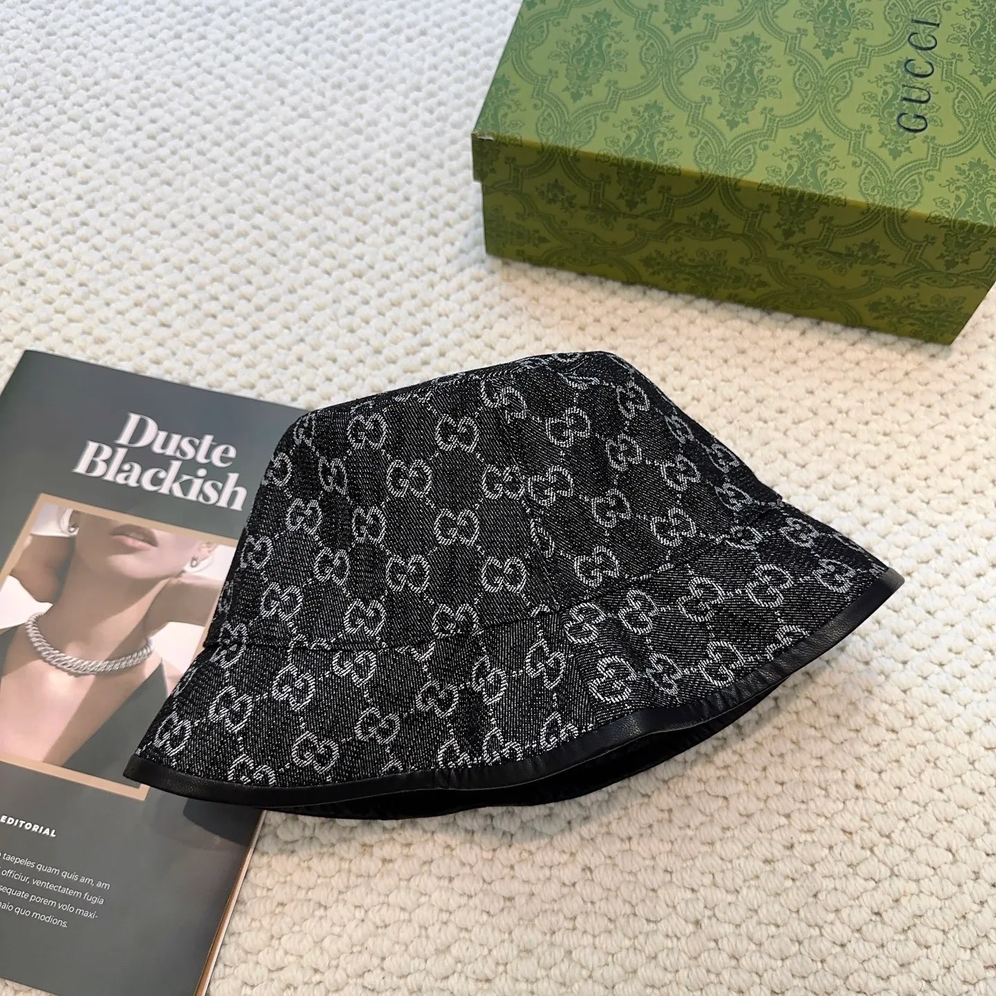 P80 original quality GUCCI Gucci bucket hat 👒Official website new product Gucci bucket hat is coming. The craftsmanship is very exquisite, high-end and classy! Low-key luxury, easy to carry! Running volume!