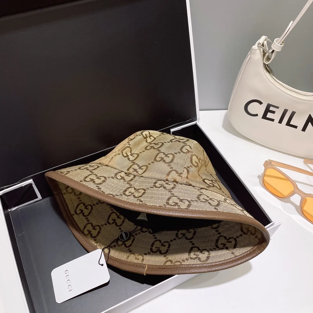 P70💰 High version GUCCI leather bucket hat synchronized with counters, hot shipments, super beautiful and easy to match, simple and elegant