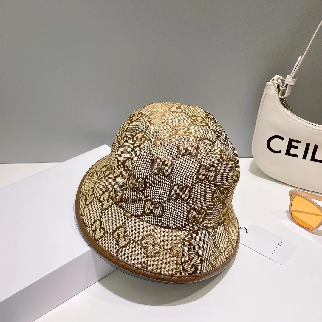 P70💰 High version GUCCI leather bucket hat synchronized with counters, hot shipments, super beautiful and easy to match, simple and elegant