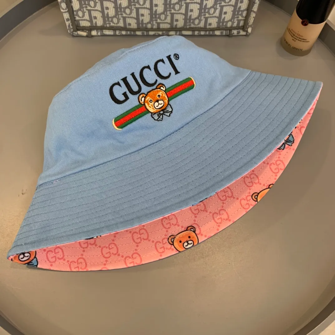 P80 Gucci GUCCI counter version, original and genuine purchase, 2021 official website new color GG full logo fisherman hat, double-sided wear, fashionable and versatile,