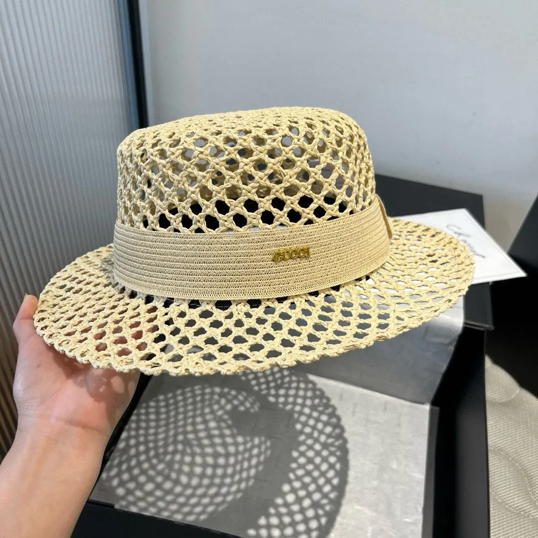 💰150¥ Gucci flat top hat, hollow sun hat, small top hat, head circumference 57cm