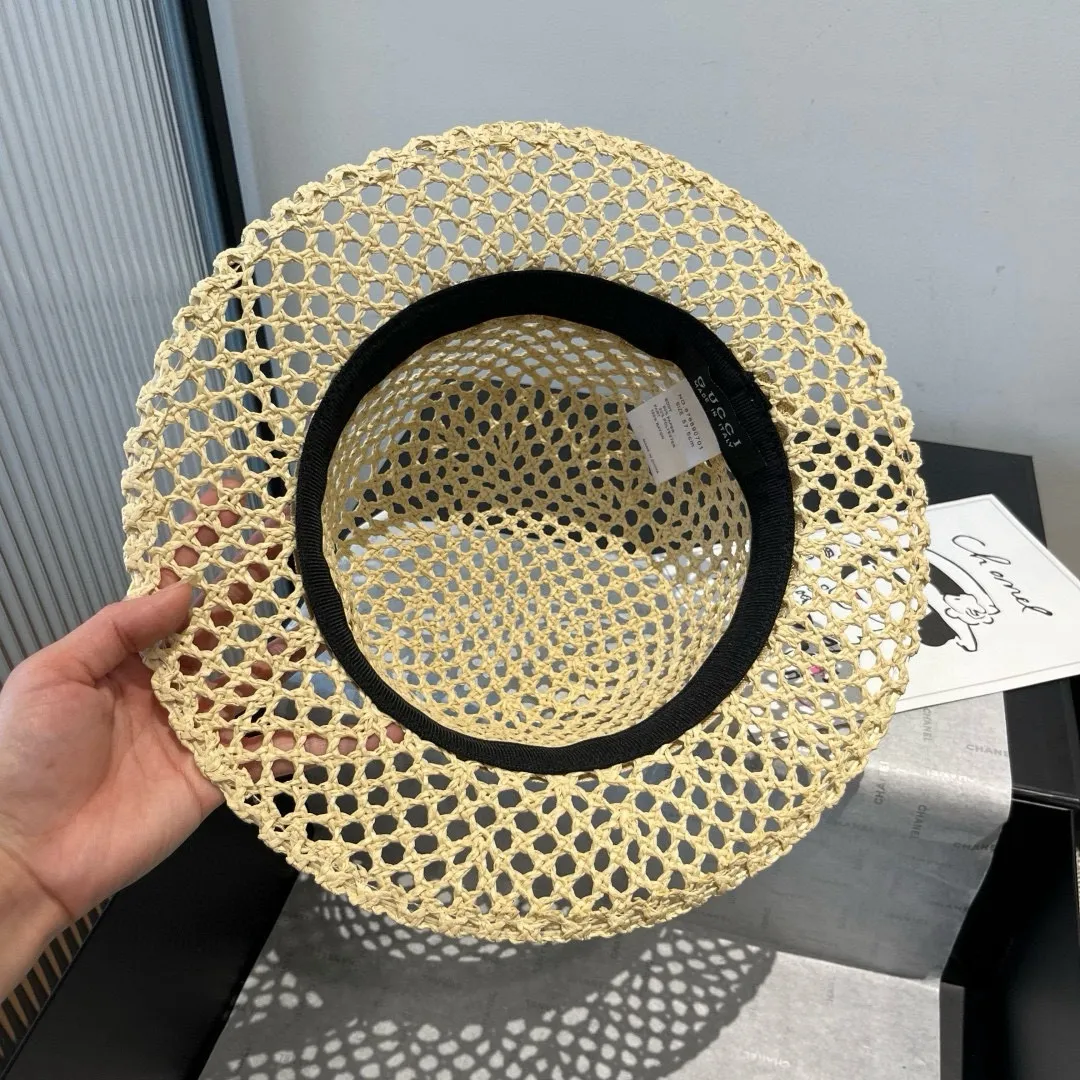💰150¥ Gucci flat top hat, hollow sun hat, small top hat, head circumference 57cm