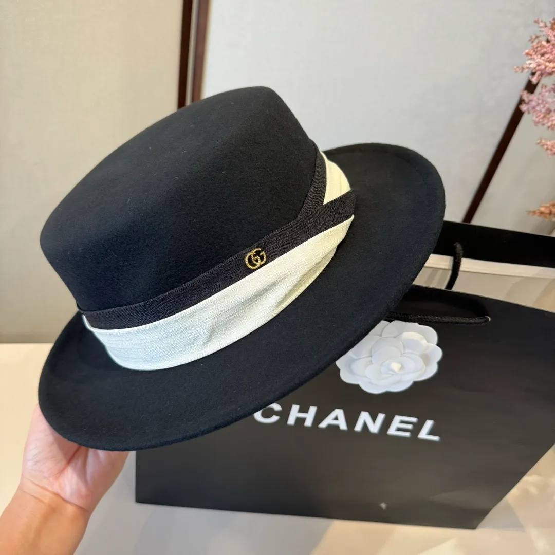 💰180¥ Gucci new wool top hat, flat top hat, 100% wool fabric 🦙%, head circumference 57cm
