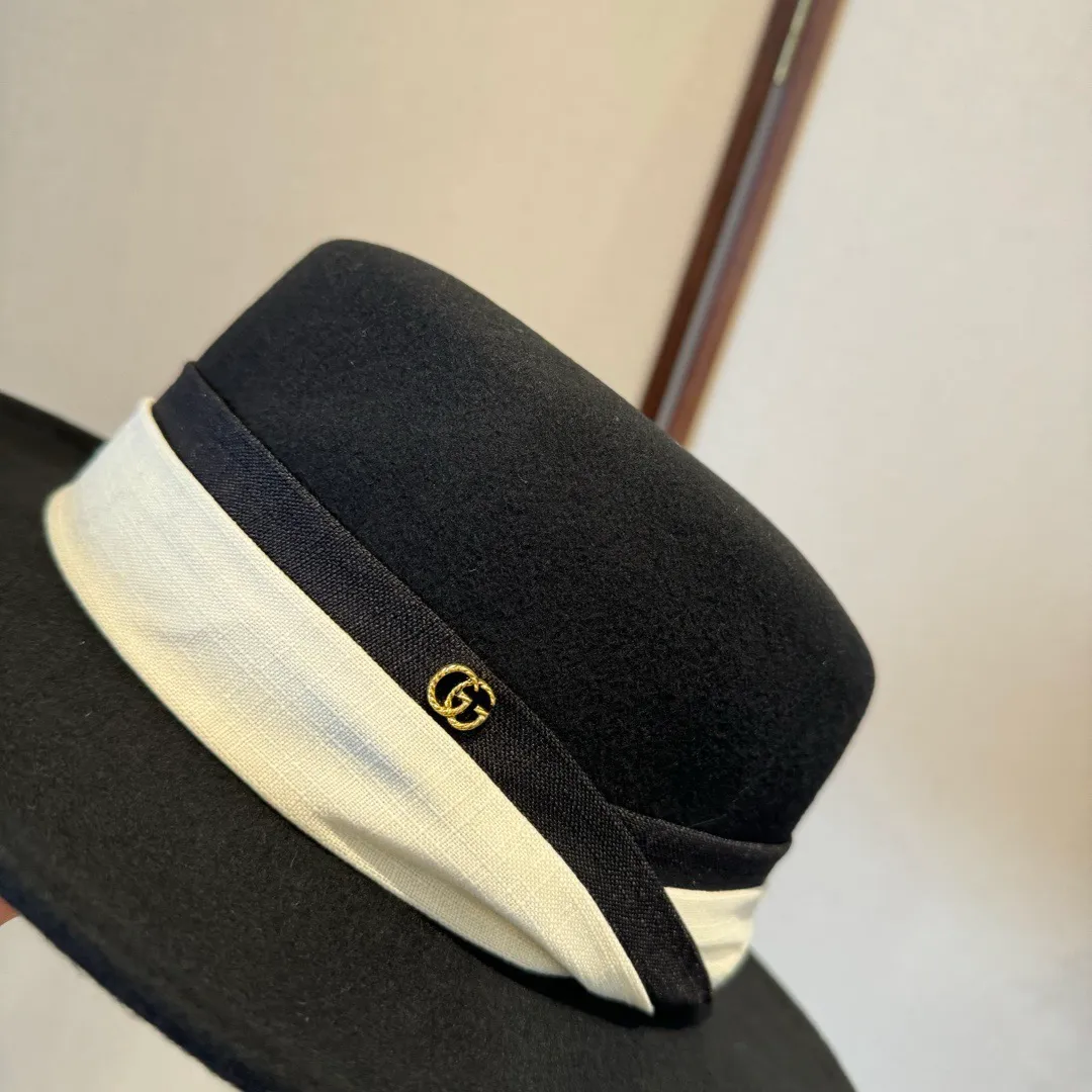 💰180¥ Gucci new wool top hat, flat top hat, 100% wool fabric 🦙%, head circumference 57cm