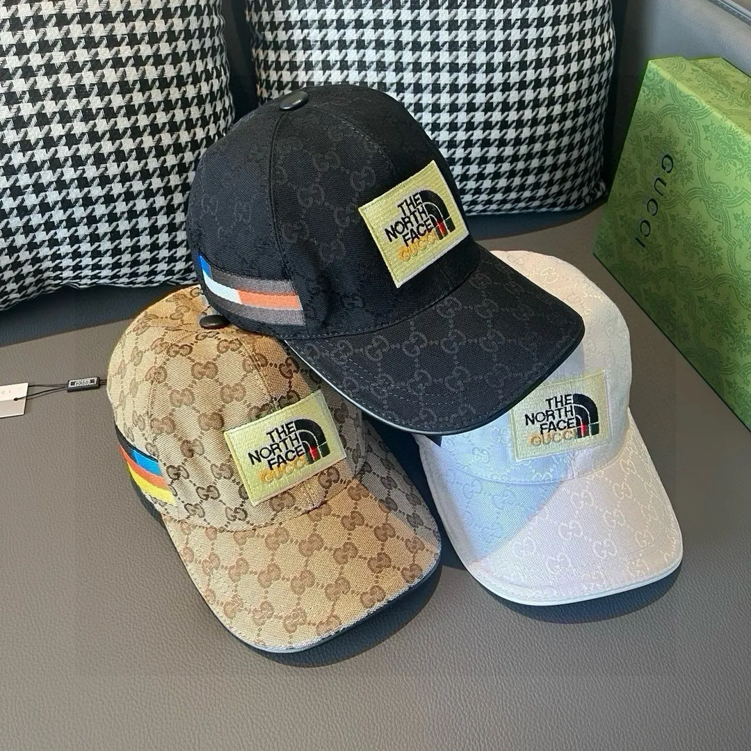 P90, Gucci's new original baseball cap, North Face embroidery! Counter 1:1, imported canvas + first-layer cowhide, popular for purchasing, versatile style for men and women, great quality! The basic head circumference is 56cm, and the patch is adjustable.