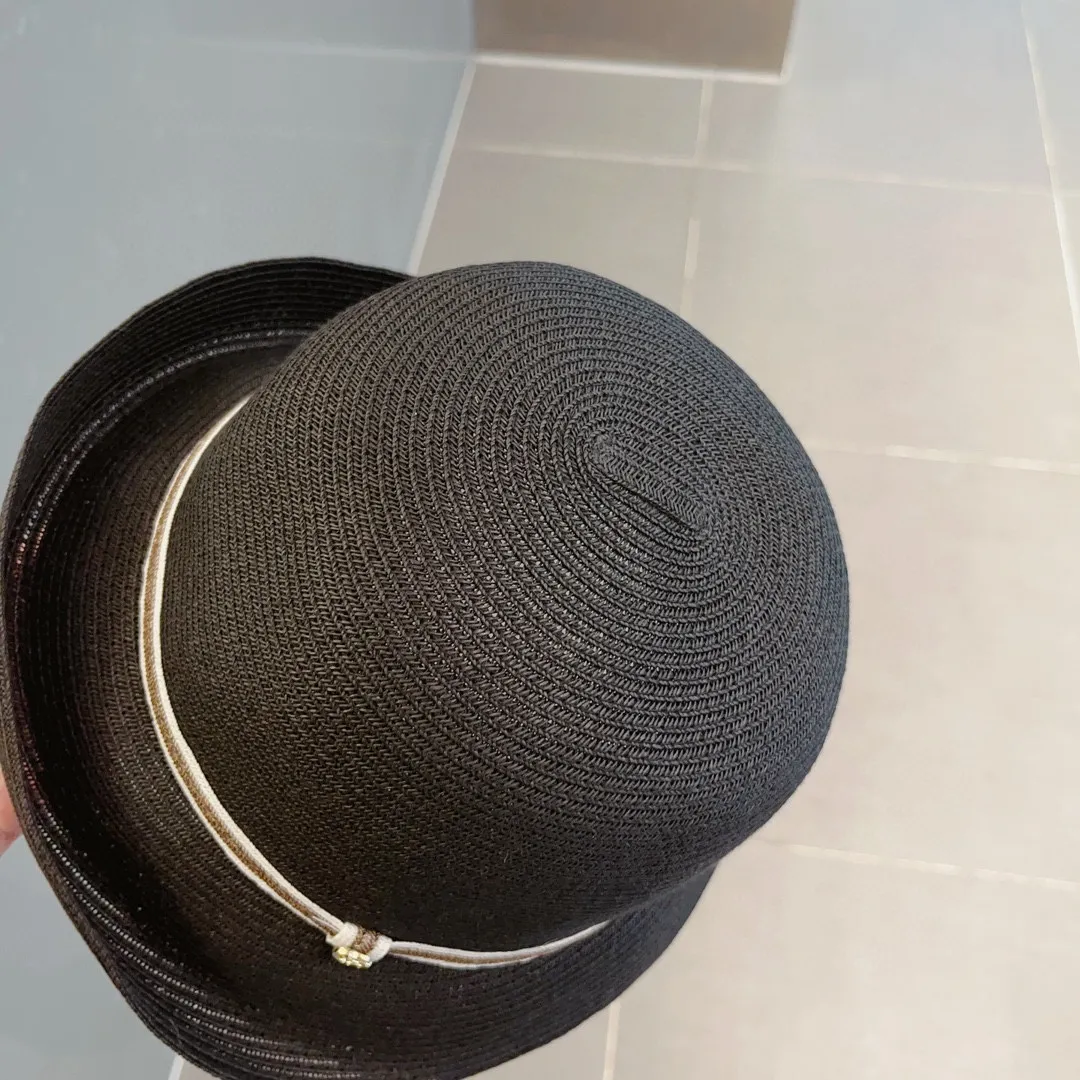 💰120¥ Gucci new straw hat, rolled edge sun hat, black and khaki, head circumference 57cm
