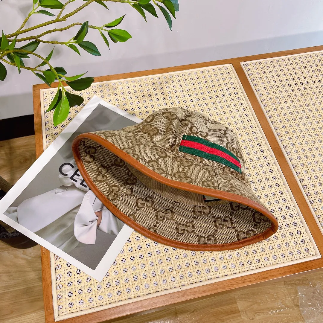 P60 GuccI presbyopia logo fisherman hat 2023 new product double C large logo jacquard craft same style for couples