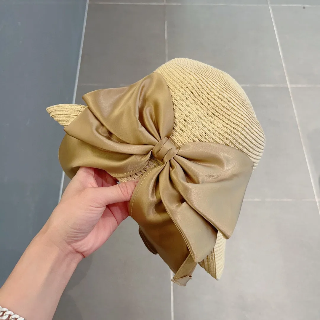 💰150¥ Gucci straw hat, ladylike sun hat, satin bow ribbon, head circumference 57cm