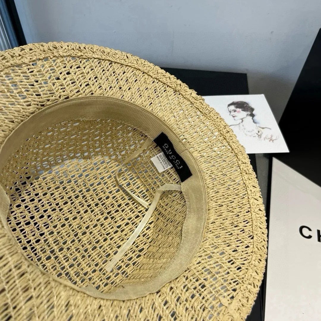 💰120¥ Gucci flat top hat, hollow sun hat, small top hat, head circumference 57cm
