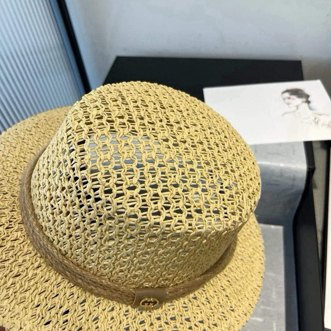 💰120¥ Gucci flat top hat, hollow sun hat, small top hat, head circumference 57cm