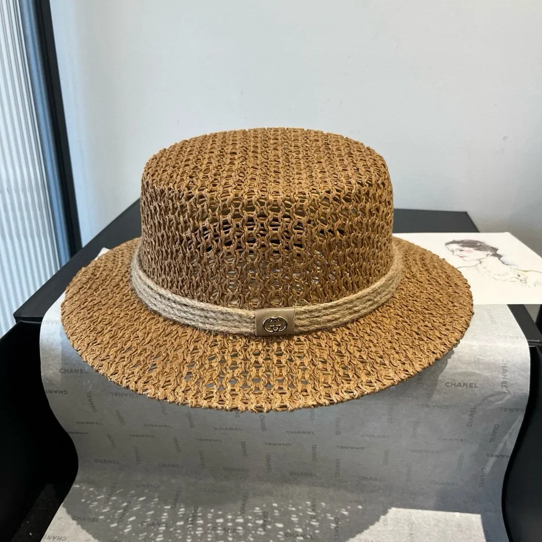 💰120¥ Gucci flat top hat, hollow sun hat, small top hat, head circumference 57cm