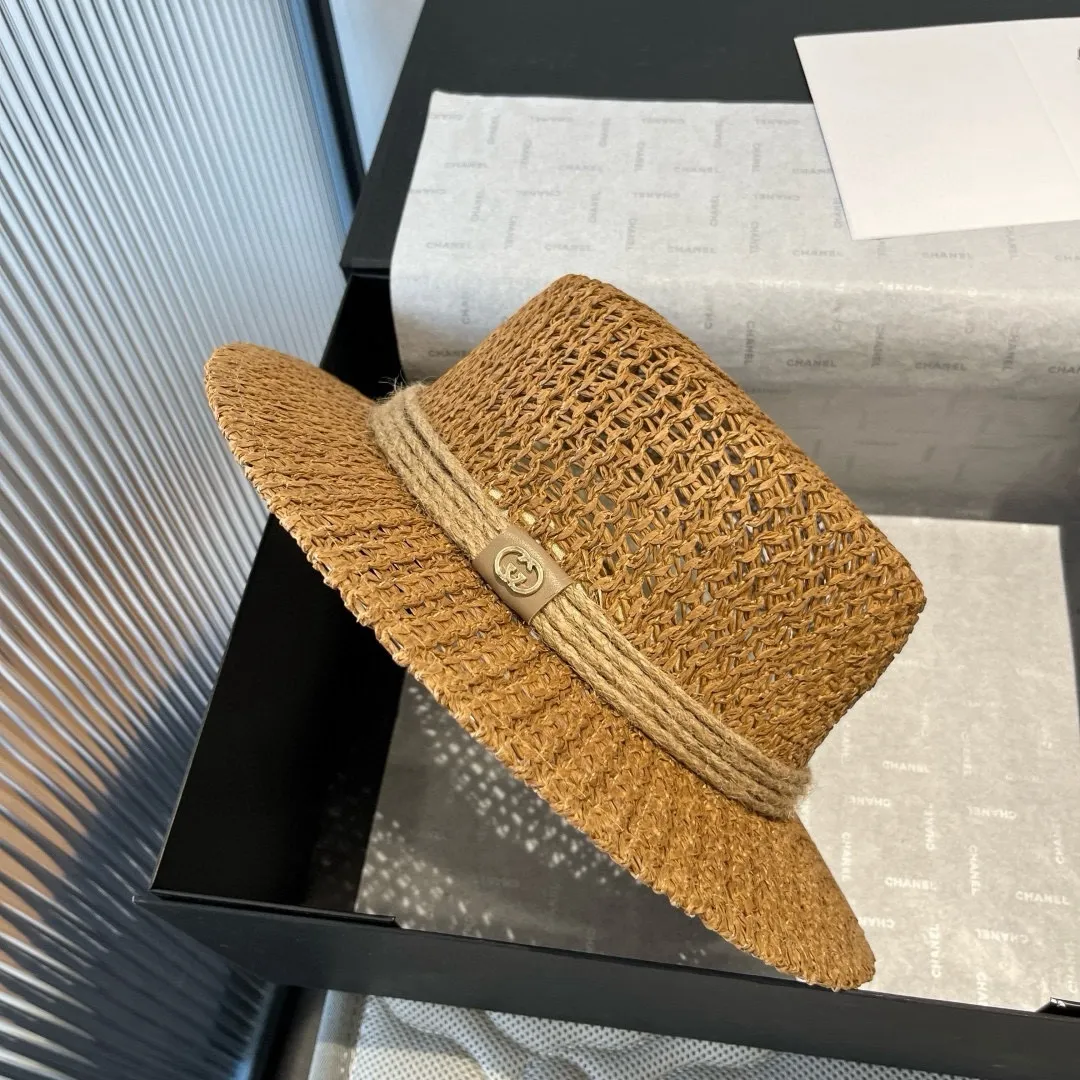 💰120¥ Gucci flat top hat, hollow sun hat, small top hat, head circumference 57cm