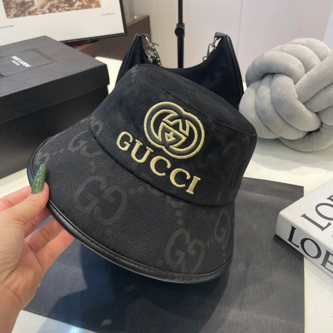 P60 GUCCI Gucci 2023 counter new simple embroidered fisherman hat, very trendy! Casual and sports style, classic production, super easy to match!