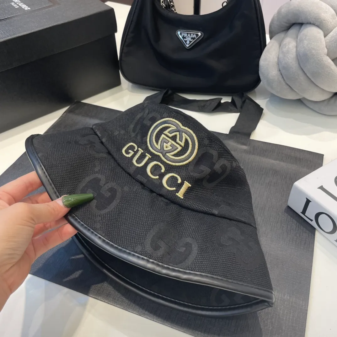 P60 GUCCI Gucci 2023 counter new simple embroidered fisherman hat, very trendy! Casual and sports style, classic production, super easy to match!
