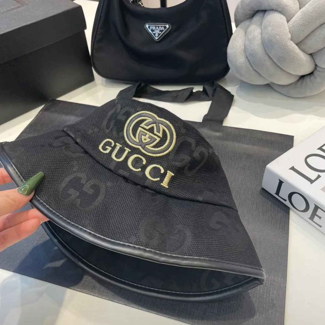 P60 GUCCI Gucci 2023 counter new simple embroidered fisherman hat, very trendy! Casual and sports style, classic production, super easy to match!