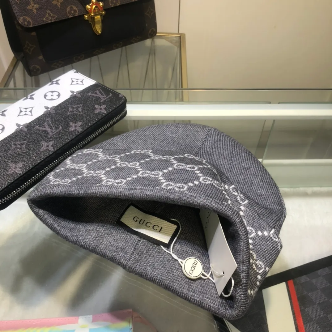 P80 with dust bag GUCCI original single hat official website new product love][love] wool cashmere double-layer hat😱😘warm and fashionable, simple and generous, more fashionable and high-end!