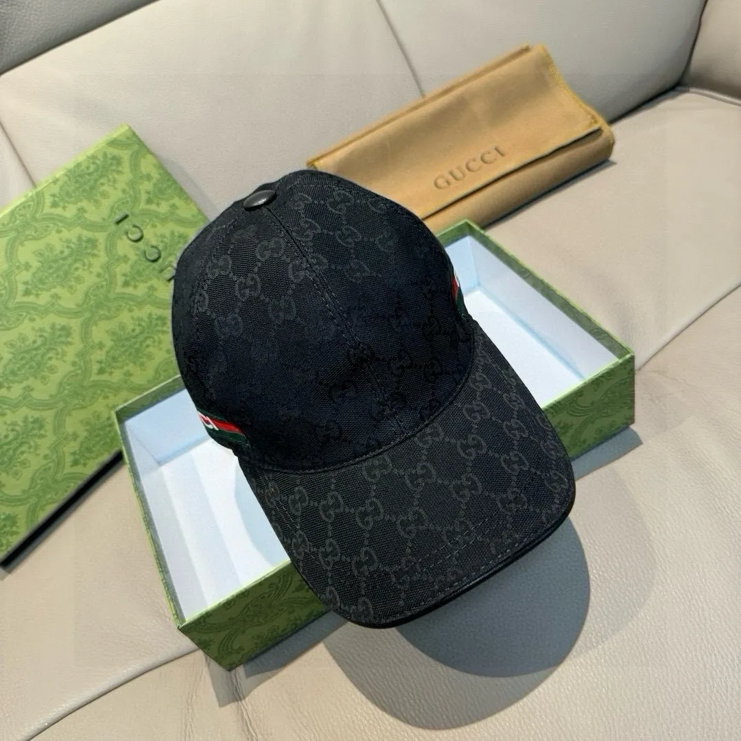 Batch 90, Gucci (Gucci) new spring and summer original baseball cap, logo webbing, 1:1 mold customization, original canvas fabric + first-layer cowhide, popular purchasing agent, versatile style for men and women, great quality! The basic head circumference is 56cm, and the patch is adjustable.