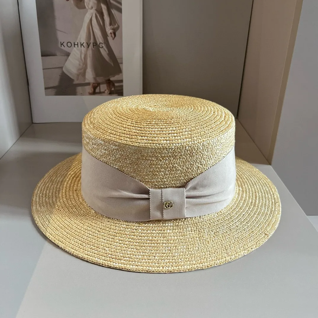 💰170¥ Gucci new flat top hat, straw hat, head circumference 57cm