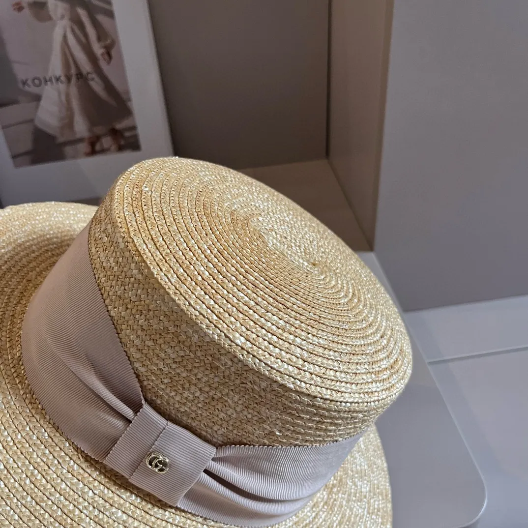 💰170¥ Gucci new flat top hat, straw hat, head circumference 57cm