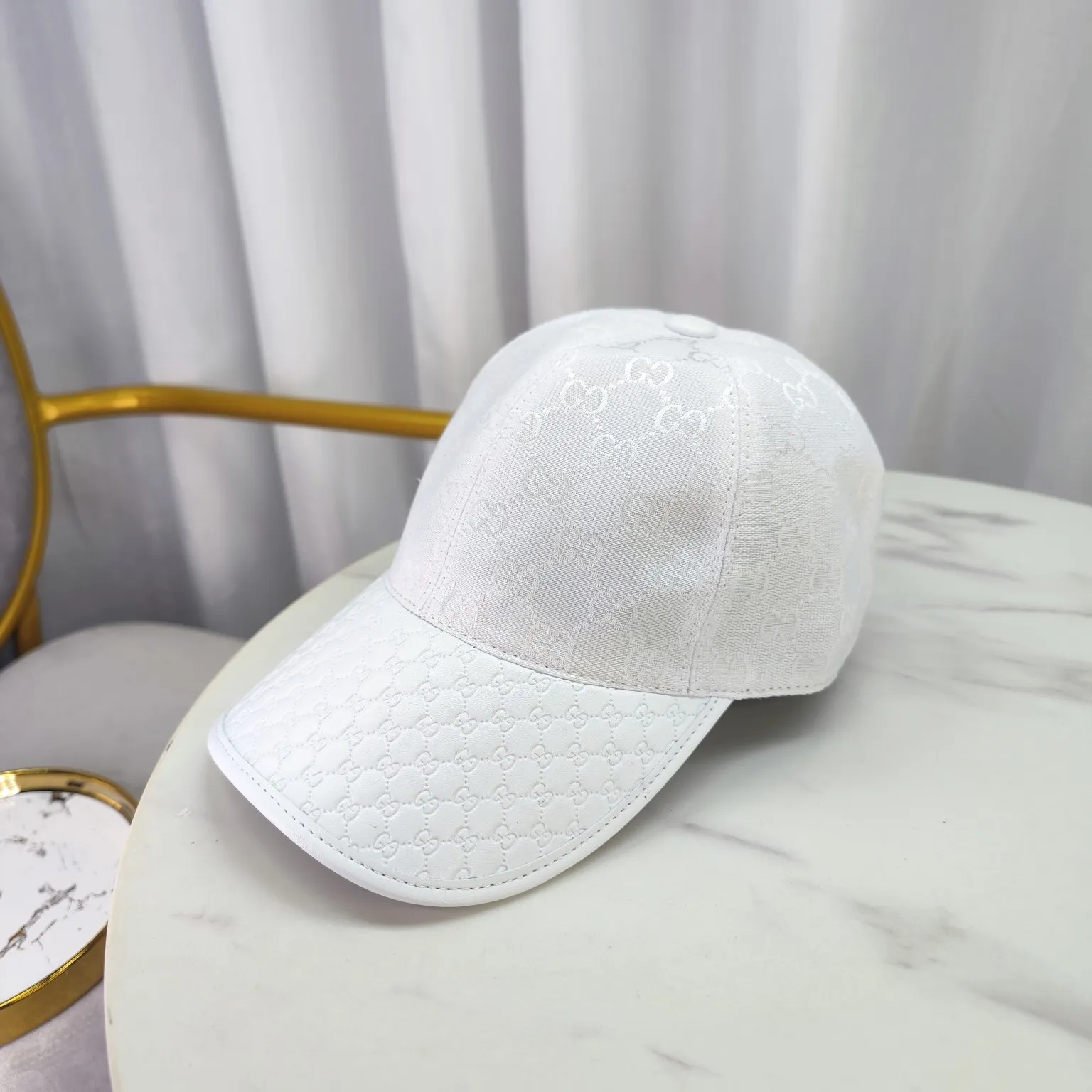 p 45 Gucci--New fashion original high version baseball cap brim leather embossed 2024🌸