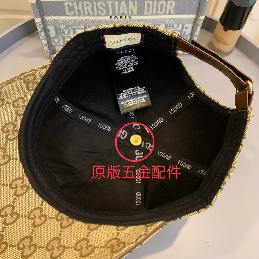 P130 GUCCI Gucci's new presbyopic lock buckle leather-rimmed baseball cap. Classic and fashionable presbyopic, attractive 👀 shape, large brim fisherman's face, sunshade is also a good choice! Head circumference:58cm
