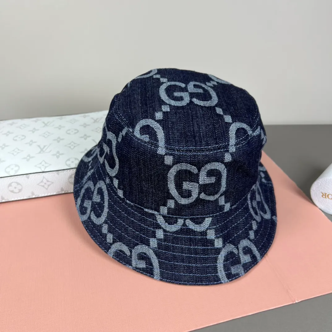 120💰GUCCI 2025 counter new jacquard denim fisherman hat, very trendy! Casual and sports style, classic production, super easy to match! Look small