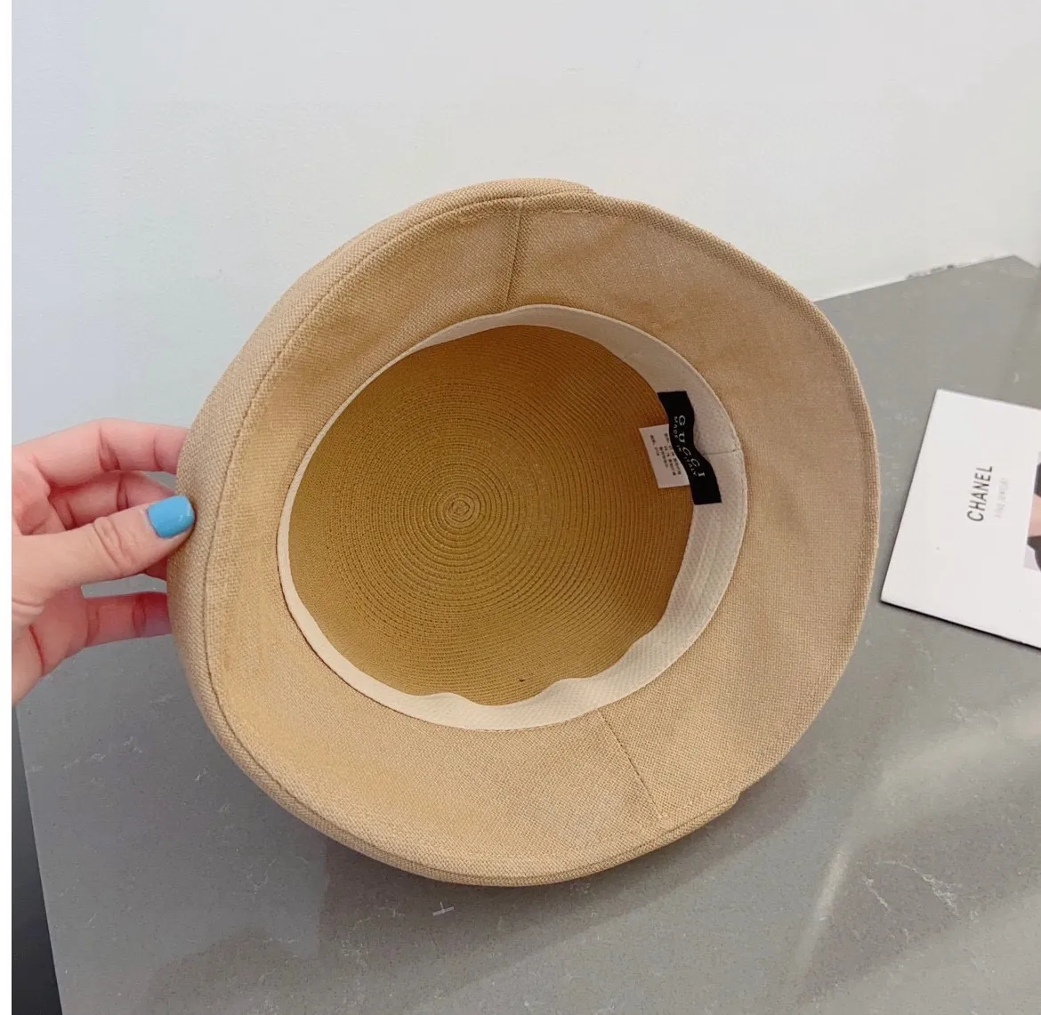 💰90¥ Gucci straw hat, horseshoe buckle curled top hat, foldable, head circumference 57cm