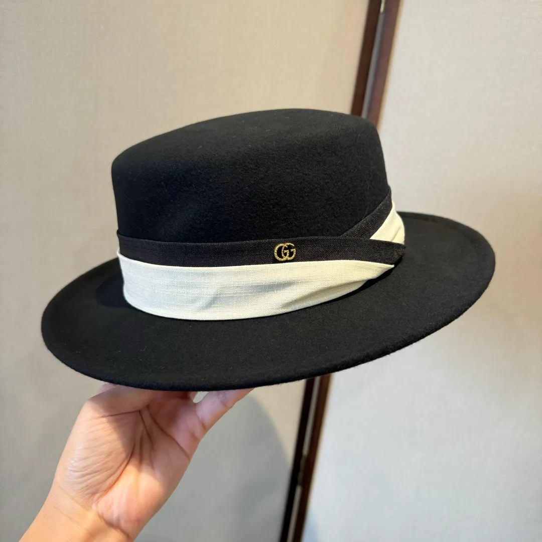 💰190¥ Gucci new wool top hat, flat top hat, 100% wool fabric 🦙%, head circumference 57cm