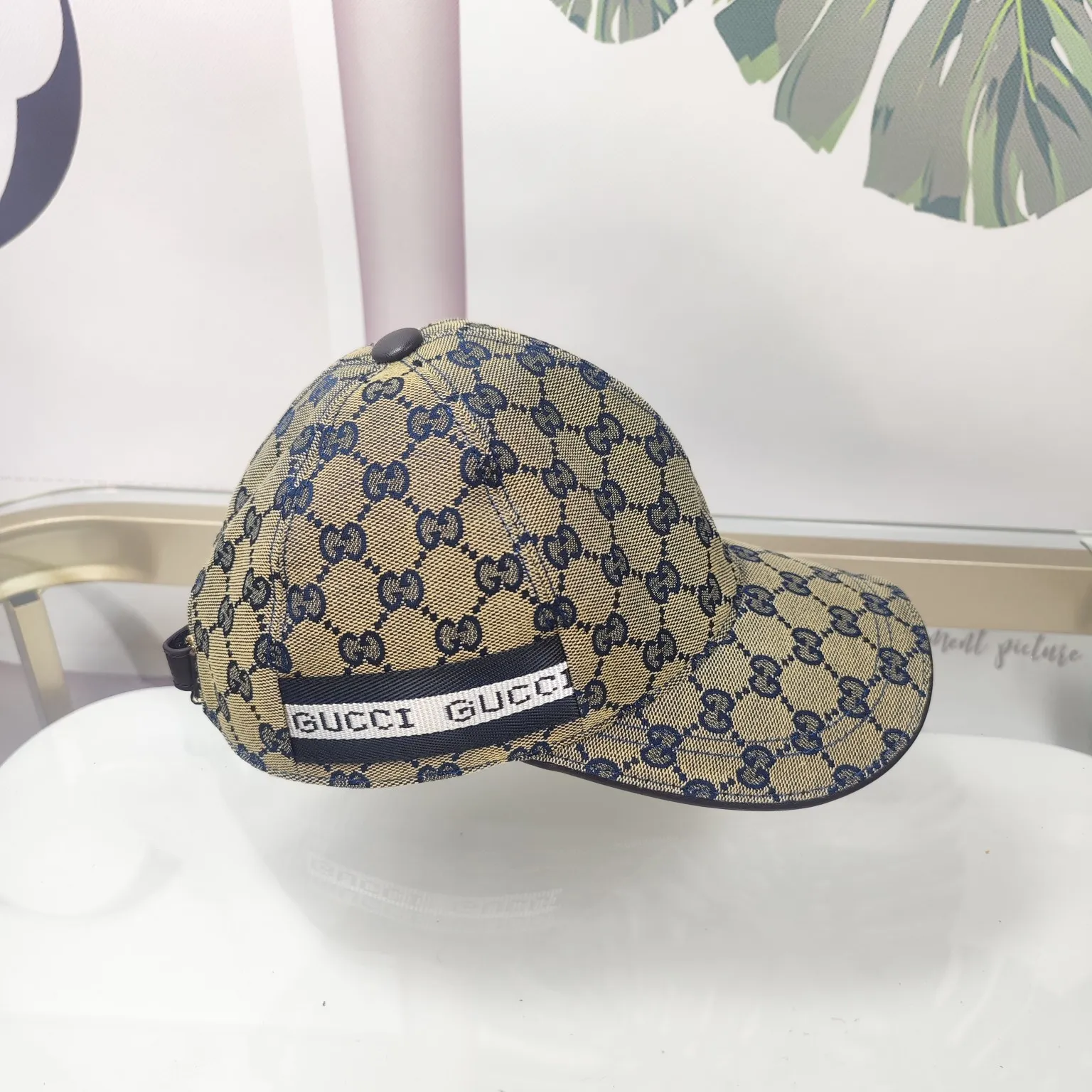 Batch 90 GUCCI--blue double G high version original single pair flower official website baseball cap