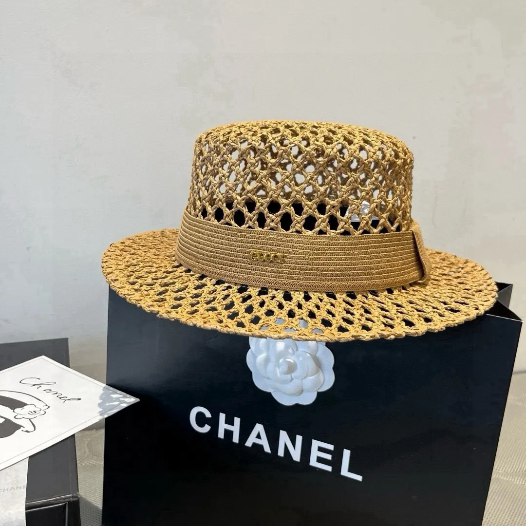 💰150¥ Gucci flat top hat, hollow sun hat, small top hat, head circumference 57cm