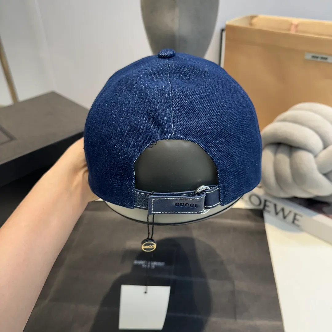 P80 GUCCI 2025 new washed denim baseball cap at the counter, very trendy! Casual and sports style, classic production, super easy to match!
