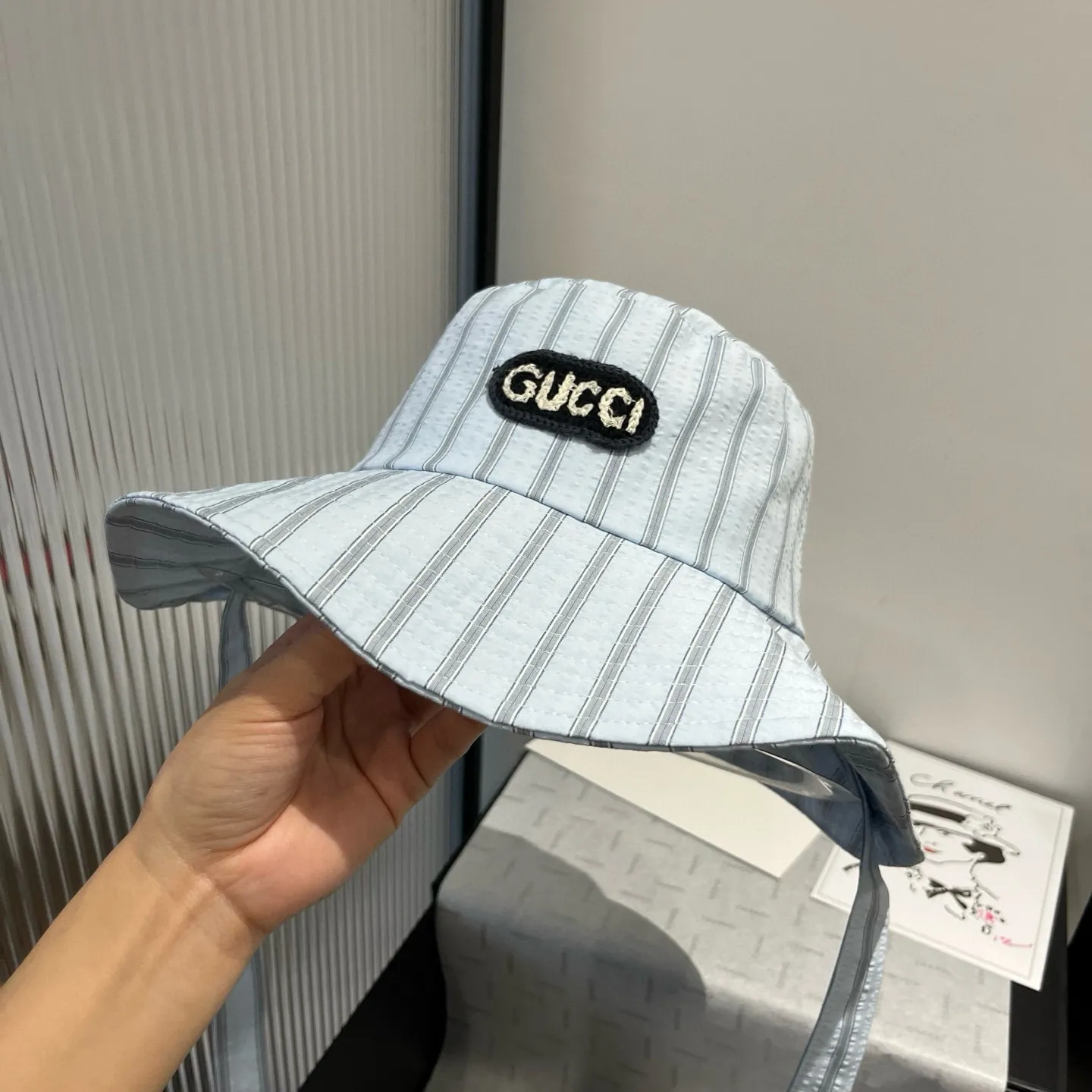 💰140¥ Gucci new fisherman hat, striped hat, head circumference 57cm