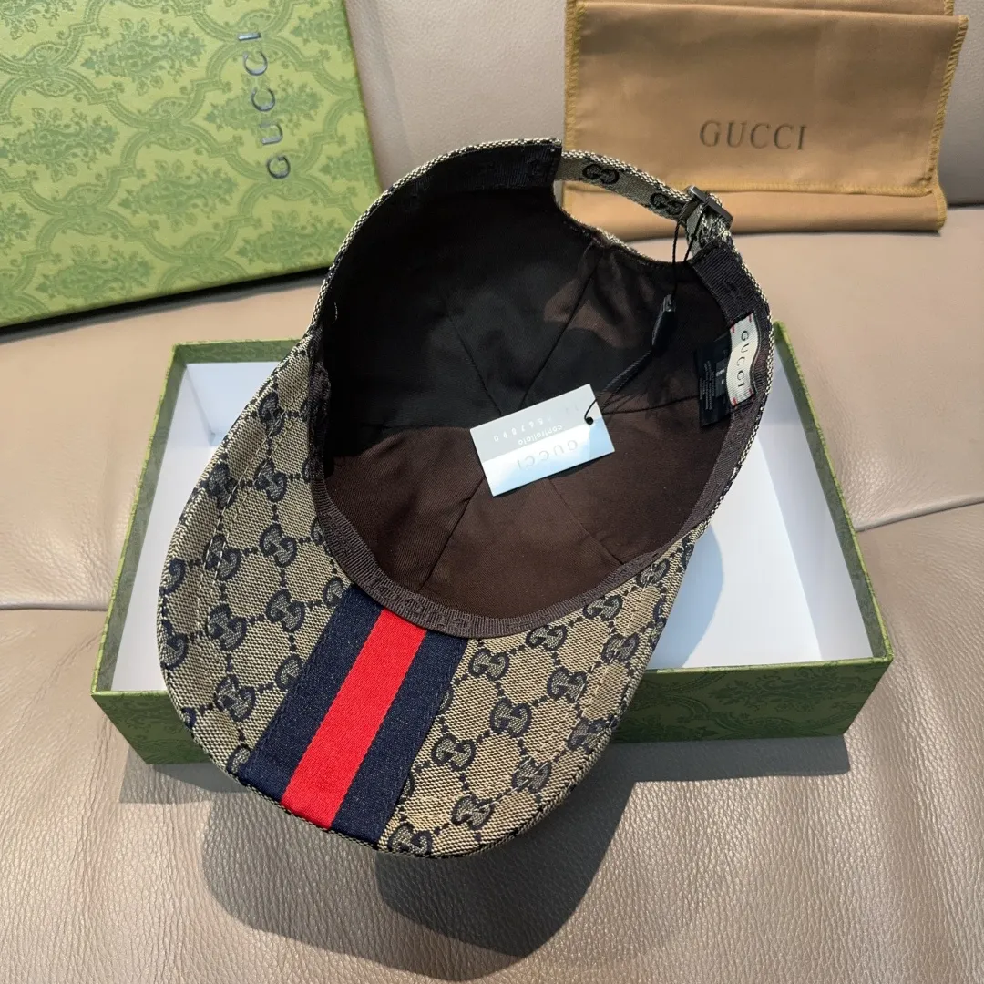 P90 original version shipped!   , Gucci (Gucci) latest original baseball cap, wide webbing. 1:1 mold opening and customization at the counter, the highest version, original canvas fabric + first-layer cowhide, light and breathable! Photographed in real life, suitable for men and women in all seasons, basic head circumference 56cm, adjustable patches.