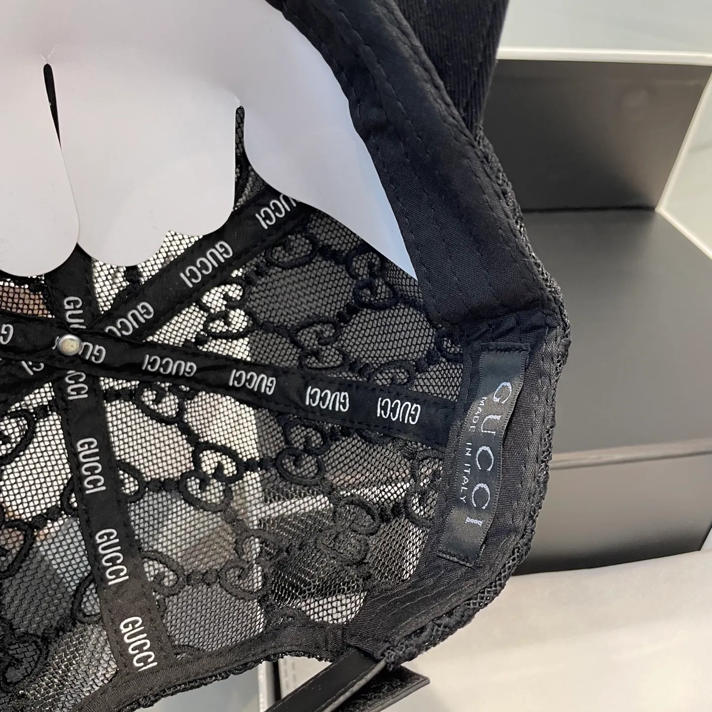 P74 GUCCI spring and summer mesh splicing original baseball cap GG full logo jacquard fabric hot item