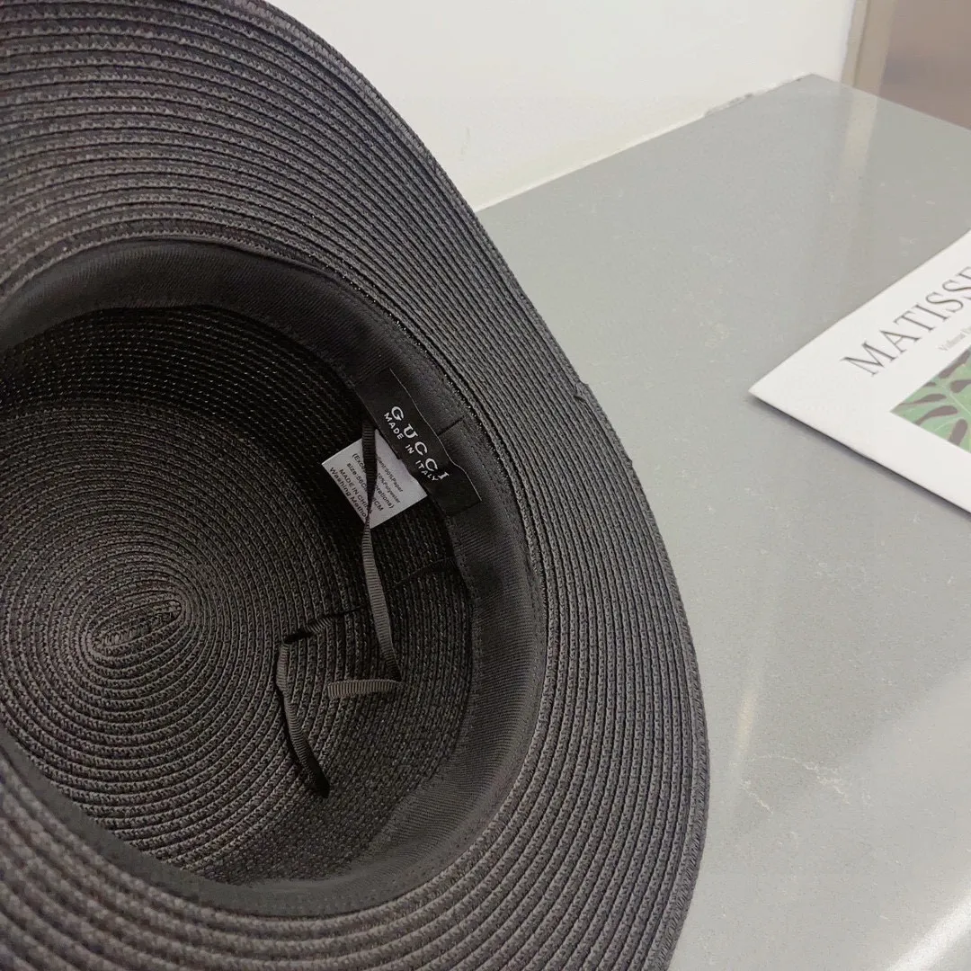 💰86¥ Gucci flat top hat, straw hat, head circumference 57cm