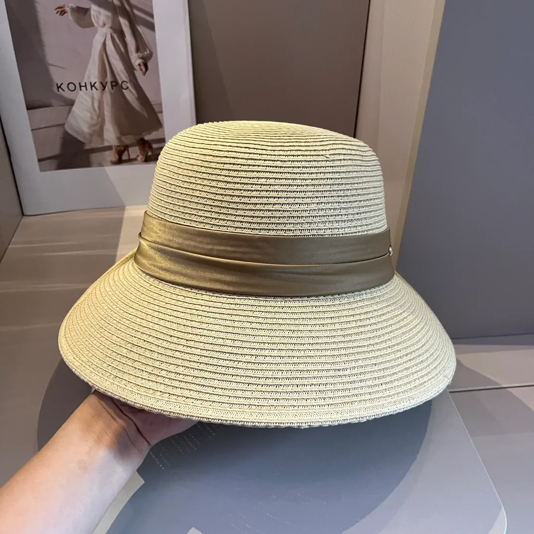 💰140¥ Gucci straw hat, ladylike sun hat, satin bow ribbon, head circumference 57cm